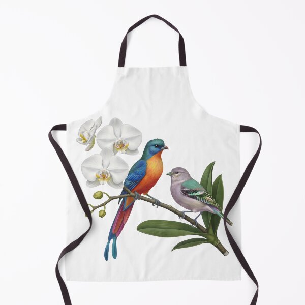 Item preview, Colorful Tropical Birds Perched on White Phalaenopsis Orchids designed and sold by VibranPalette.