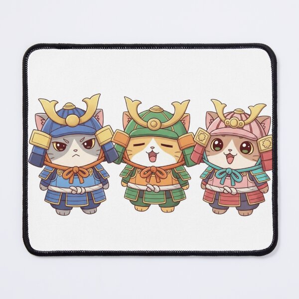 Item preview, Kawaii Samurai Cat Trio – Chibi Neko Warriors designed and sold by Unwrapfashion.
