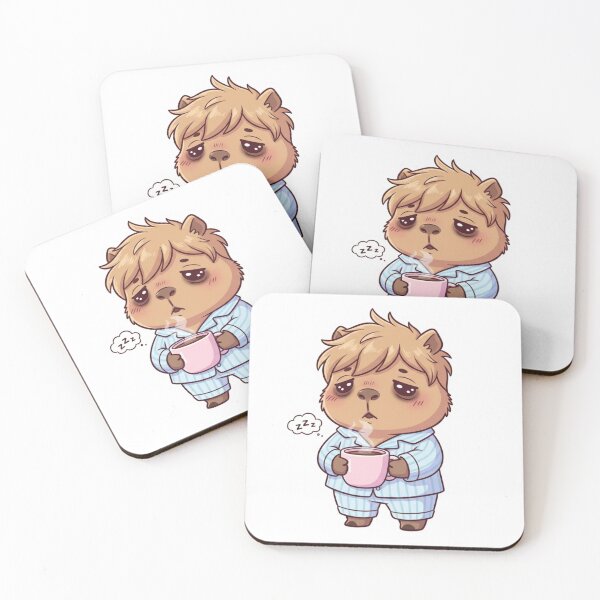 Item preview, Tired Capybara Drinking Coffee – Funny Kawaii Animal designed and sold by FRADEX STORE.