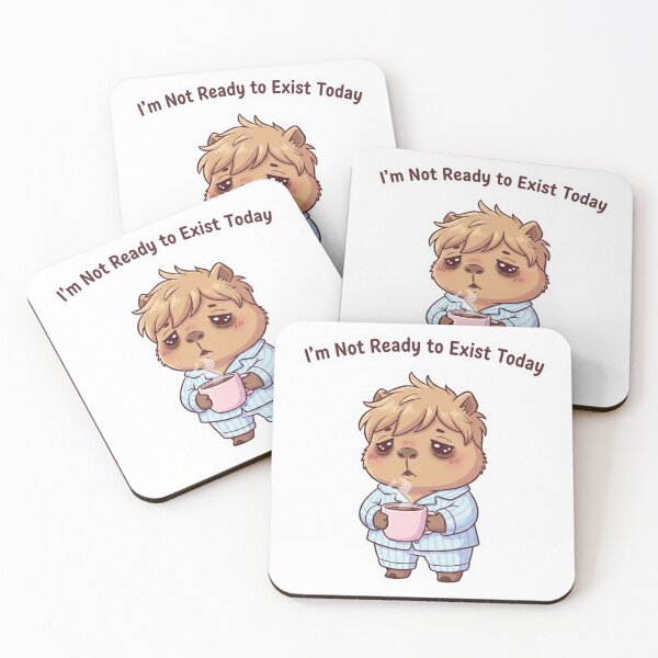 Item preview, Tired Capybara Drinking Coffee – Funny Kawaii Animal designed and sold by FRADEX STORE.