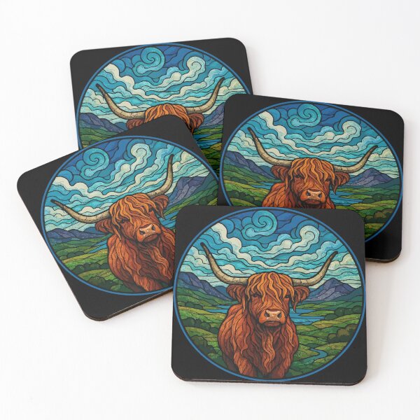 Item preview, Scottish Highland Cow Heilan Coo Stained Glass designed and sold by TomFrontierArt.