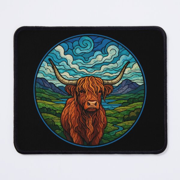 Item preview, Scottish Highland Cow Heilan Coo Stained Glass designed and sold by TomFrontierArt.