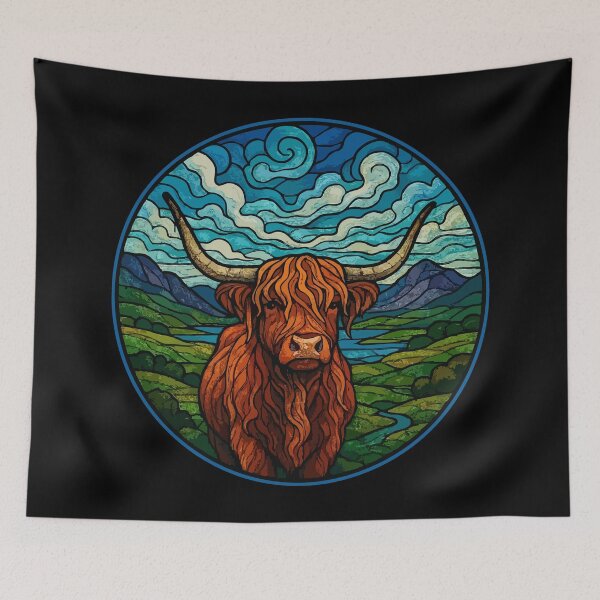 Item preview, Scottish Highland Cow Heilan Coo Stained Glass designed and sold by TomFrontierArt.