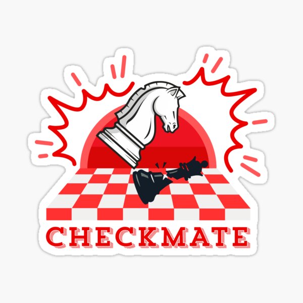 Schachmatt Springer Aufkleber | Aggressiver Schach Strategie Vinyl Aufkleber | Zerschmetternder König Grafik für Laptops & Wasserflaschen | Kühnes Rot & Weiß Gamer Kunst | Wasserfeste Auto Stoßstange Aufkleber