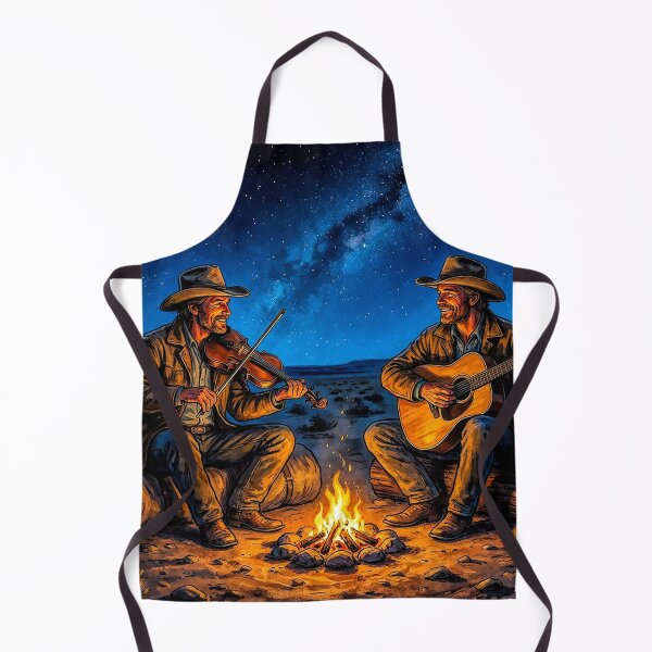 Item preview, Cowboys Playing Music by the Campfire at Night designed and sold by acceleratorhams.