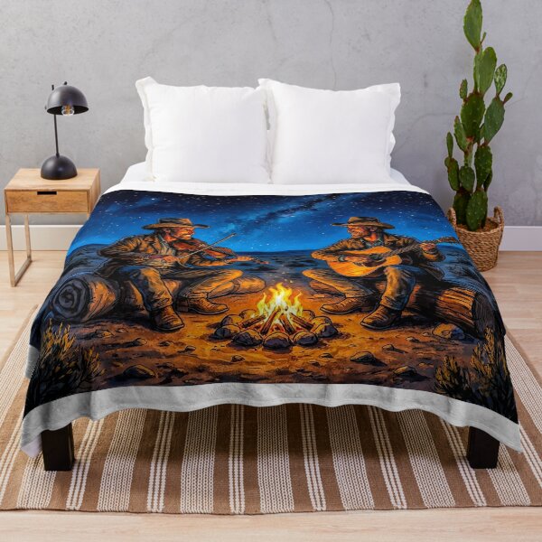 Item preview, Cowboys Playing Music by the Campfire at Night designed and sold by acceleratorhams.