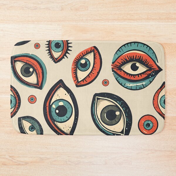 Item preview, All Seeing Eyes Pattern - Retro Surreal Illustration (Light Background) designed and sold by JawKneeArt.