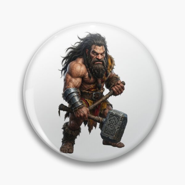Item preview, Fierce Ancient Warrior with Hammer – Dark Fantasy Barbarian Art designed and sold by DESIGNONET.