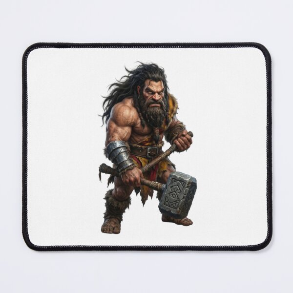 Item preview, Fierce Ancient Warrior with Hammer – Dark Fantasy Barbarian Art designed and sold by DESIGNONET.