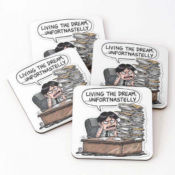 Item preview, Living the Dream Unfortunately - Funny Office Burnout Sticker designed and sold by Flow19.