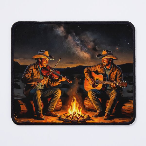 Item preview, Cowboys With Guitar and Fiddle by Campfire at Night designed and sold by acceleratorhams.