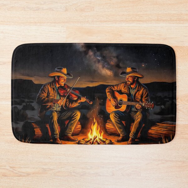 Item preview, Cowboys With Guitar and Fiddle by Campfire at Night designed and sold by acceleratorhams.