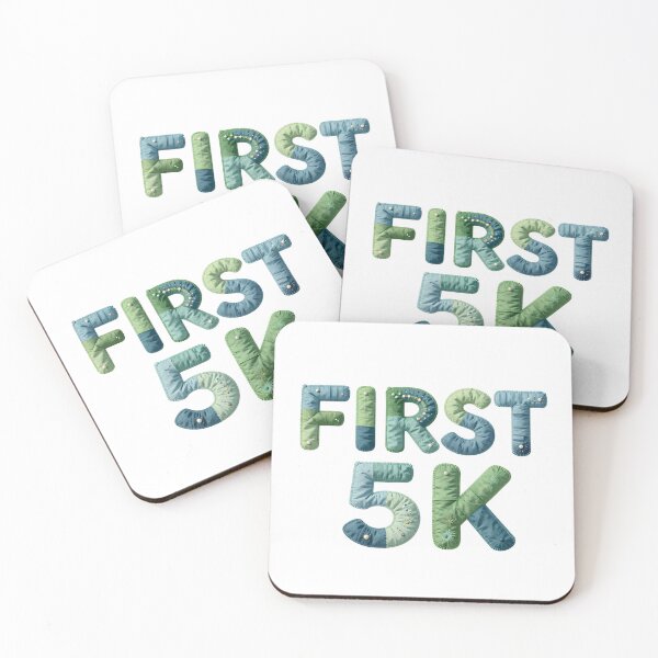 Item preview, FIRST 5K - IN BLUE AND GREEN FAUX LETTERING designed and sold by AlexOBrienArt.