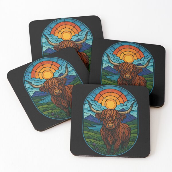 Item preview, Stained Glass Art Scottish Highland Cow Heilan Coo designed and sold by TomFrontierArt.