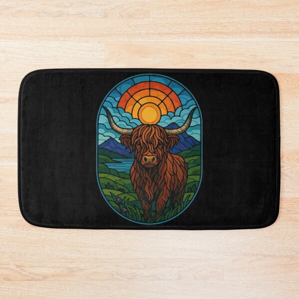 Item preview, Stained Glass Art Scottish Highland Cow Heilan Coo designed and sold by TomFrontierArt.