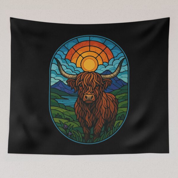 Item preview, Stained Glass Art Scottish Highland Cow Heilan Coo designed and sold by TomFrontierArt.