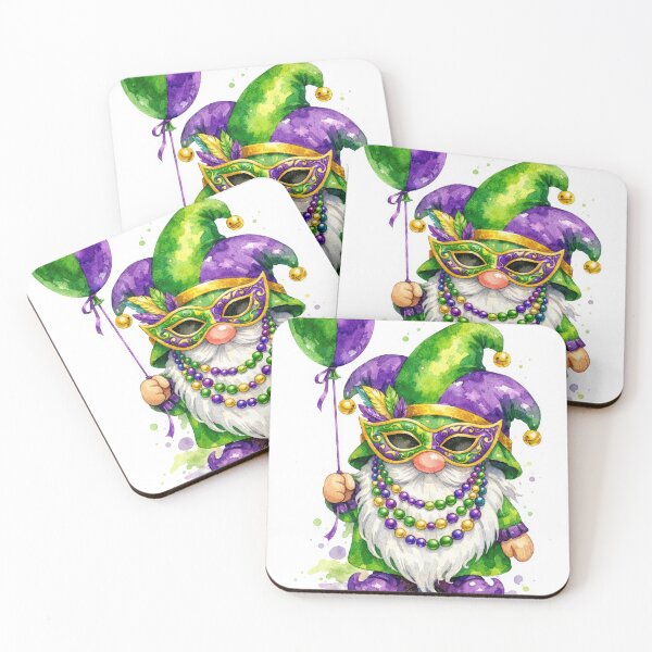 Item preview, Mardi Gras Gnome with Party Balloon designed and sold by Maria Dryfhout.