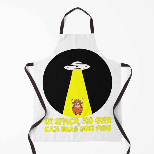 Item preview, In Space No One Can Hear You Moo Highland Cow UFO Pun designed and sold by Loom on the Loch.