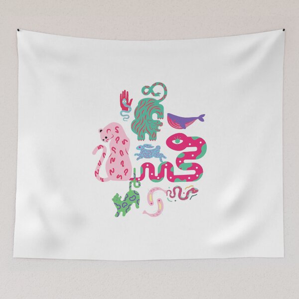 Item preview, Animal Paradise / Jungle Gathering Colorful Print Snake Rabbit Tiger Surreal Art  designed and sold by Cosmic Collective Print.