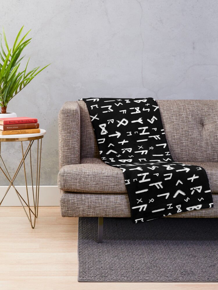 Alternate view of Elder Futhark Runes | Viking runic alphabet Throw Blanket