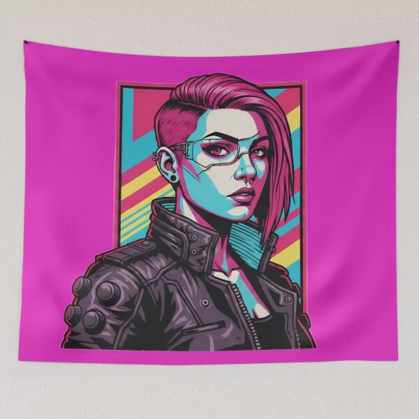 Item preview, Cyberpunk Neon Rebel - Urban Tech Portrait designed and sold by BounoWorld.