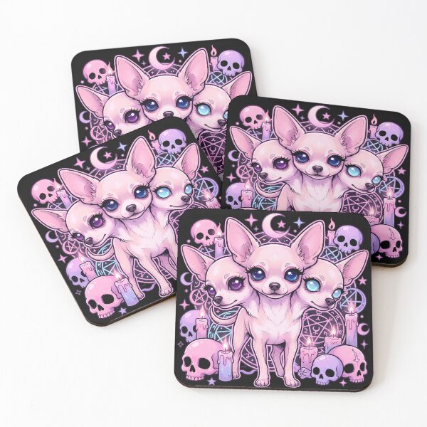 Item preview, Three-Headed Goth Kawaii Chihuahua Digital Art - Creepy Cute Pastel Goth Cerberus Design designed and sold by tigers-heart.