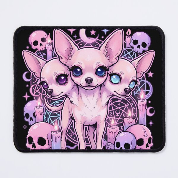 Item preview, Three-Headed Goth Kawaii Chihuahua Digital Art - Creepy Cute Pastel Goth Cerberus Design designed and sold by tigers-heart.