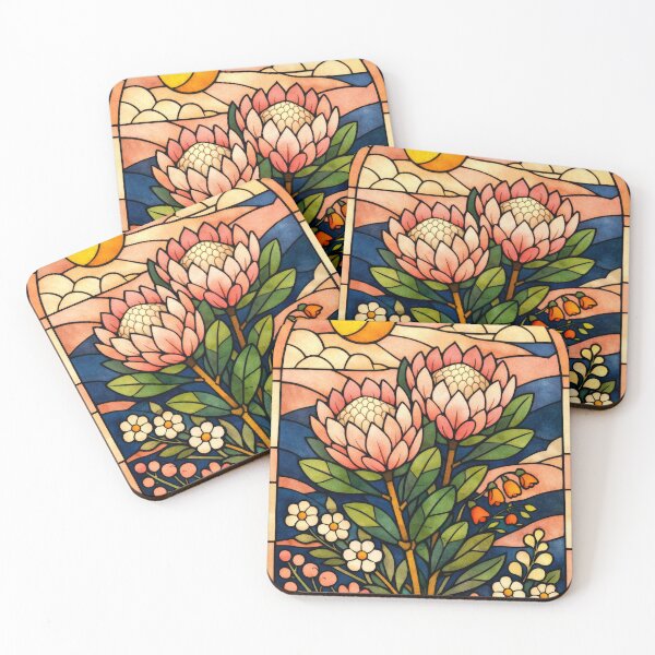 Item preview, Protea Flower Sun and Moon pink and Navy Blue designed and sold by scicilysimonee.