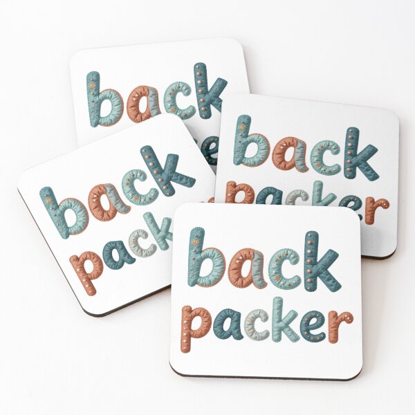 Item preview, BACK PACKER - IN TERRACOTTA AND TEAL designed and sold by AlexOBrienArt.