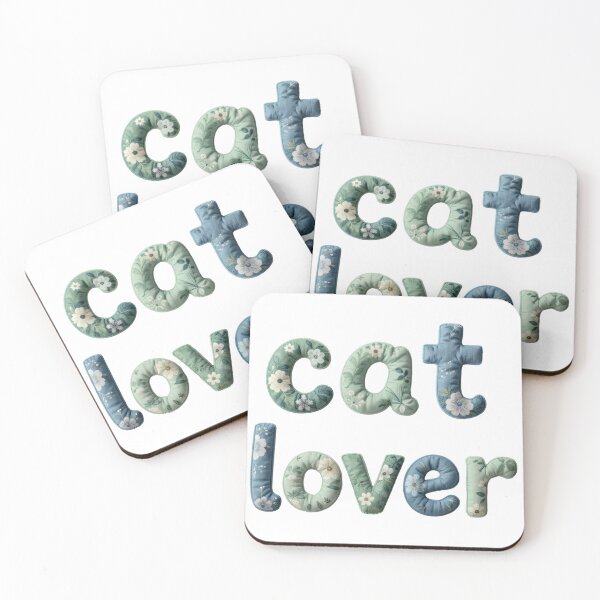 Item preview, CAT LOVER - IN GREEN FLORAL FAUX LETTERING designed and sold by AlexOBrienArt.