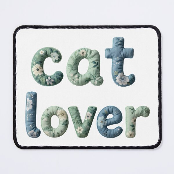 Item preview, CAT LOVER - IN GREEN FLORAL FAUX LETTERING designed and sold by AlexOBrienArt.