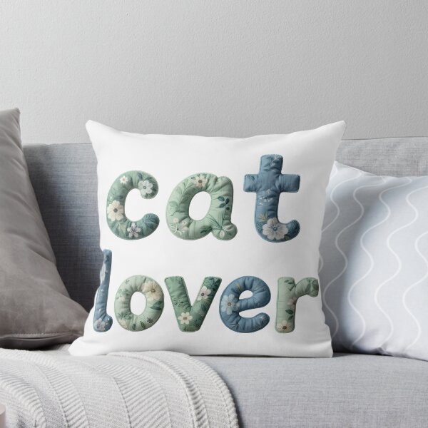 Item preview, CAT LOVER - IN GREEN FLORAL FAUX LETTERING designed and sold by AlexOBrienArt.