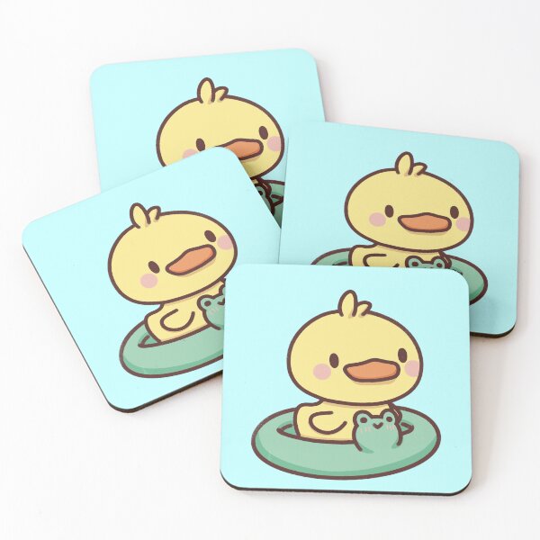 Item preview, Baby Ducky with Froggy Swim Tube (light aqua background) designed and sold by Faeluna-Art.
