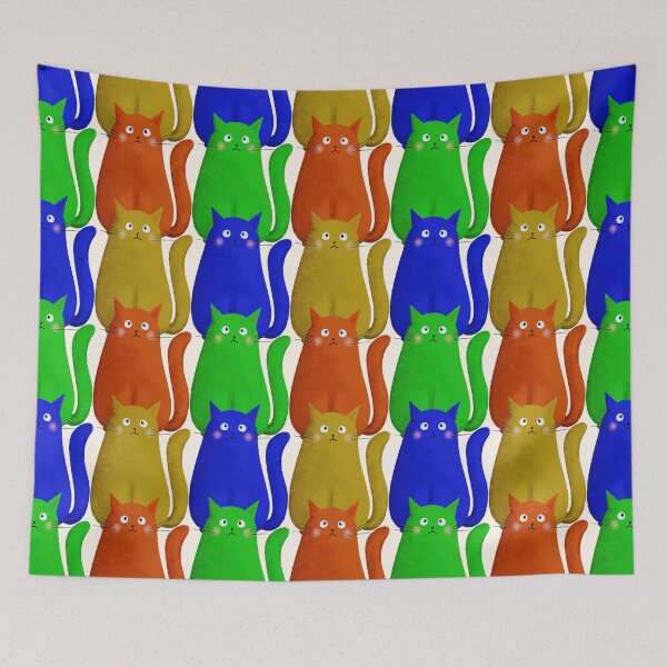 Item preview, Grumpy Cat Pattern – Colourful Sad Cats Repeating Illustration designed and sold by Brightful Creations .