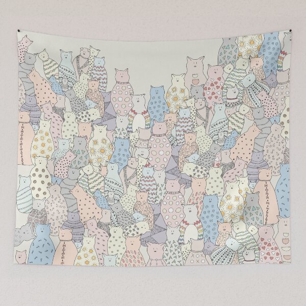 Item preview, Colorful Cat and Kitten Doodle Art designed and sold by aimeeandkate.