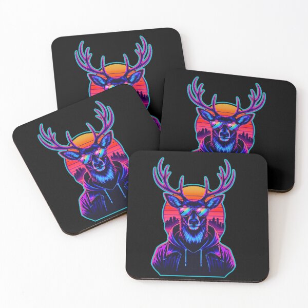 Item preview, Cyberpunk Deer Neon Synthwave Art – Miami Nights Animal Design designed and sold by GreennieArt.
