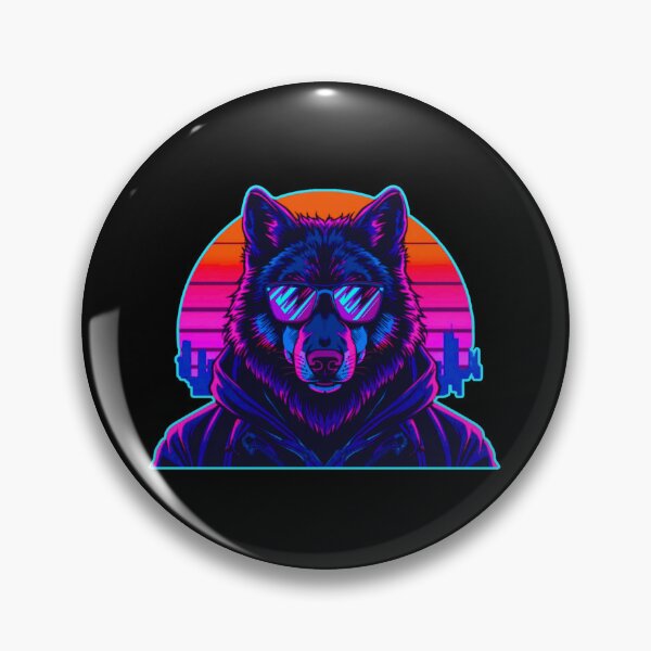 Item preview, Neon Wolf Cyberpunk Synthwave Art – Miami Nights Streetwear Design designed and sold by GreennieArt.