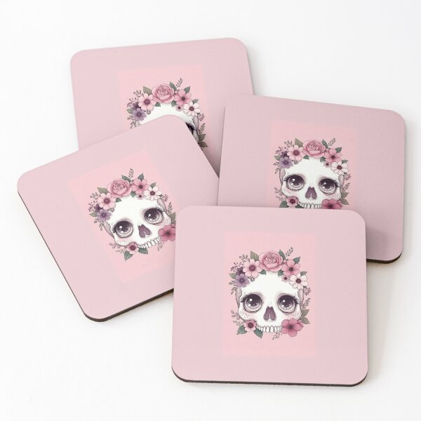 Item preview, Cute Girly Skull with Pink Flowers designed and sold by LauraMK.