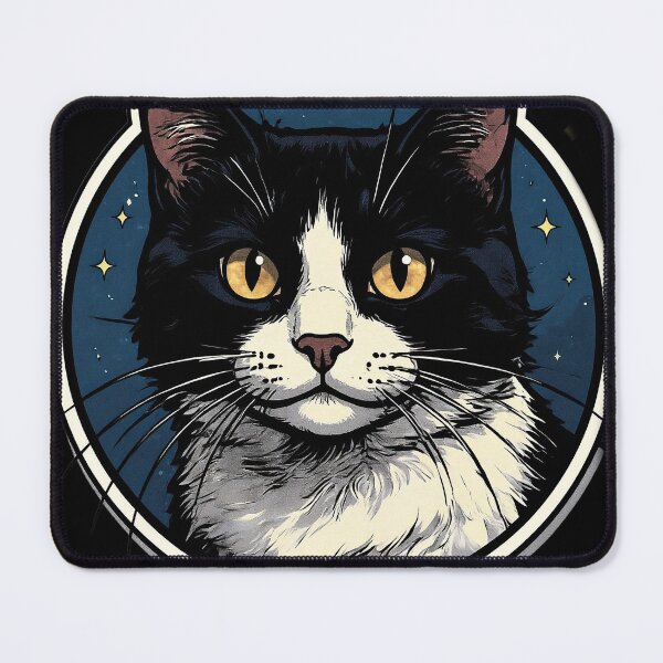 Item preview, Portrait of a Bright-Eyed Tuxedo Cat designed and sold by Black Ink Visions.