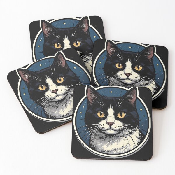 Item preview, Portrait of a Bright-Eyed Tuxedo Cat designed and sold by Black Ink Visions.