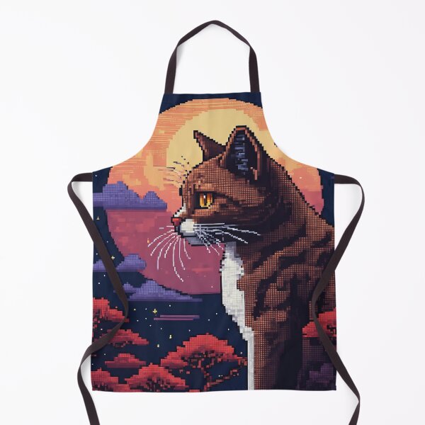 Item preview, Pixel Art Cat and Crescent Moon designed and sold by Black Ink Visions.