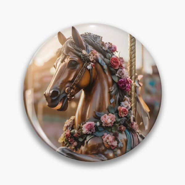 Item preview, Vintage Carousel Horse – Floral Brown Nostalgia designed and sold by EmeraldeaArt.