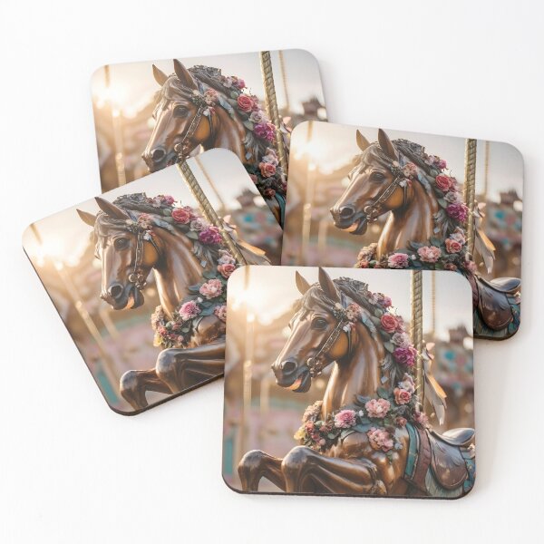 Item preview, Vintage Carousel Horse – Floral Brown Nostalgia designed and sold by EmeraldeaArt.