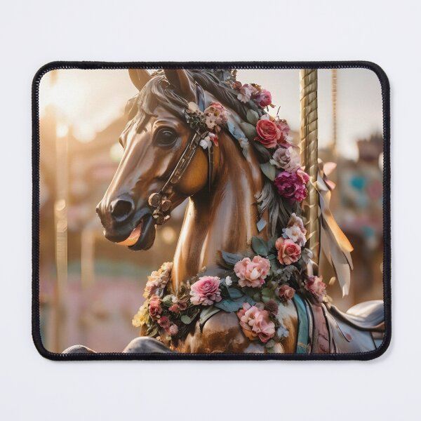 Item preview, Vintage Carousel Horse – Floral Brown Nostalgia designed and sold by EmeraldeaArt.