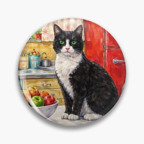Item preview, Black And White Cat In Mid Century Kitchen designed and sold by VFWChuck.