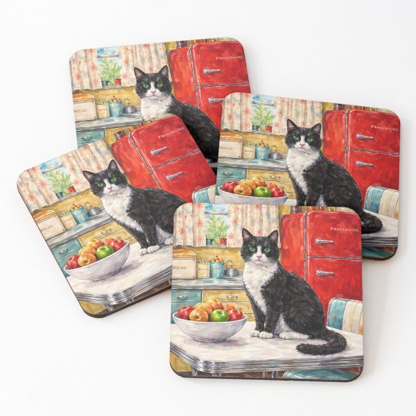 Item preview, Black And White Cat In Mid Century Kitchen designed and sold by VFWChuck.