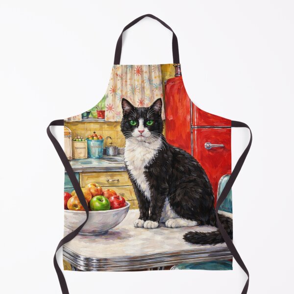 Item preview, Black And White Cat In Mid Century Kitchen designed and sold by VFWChuck.