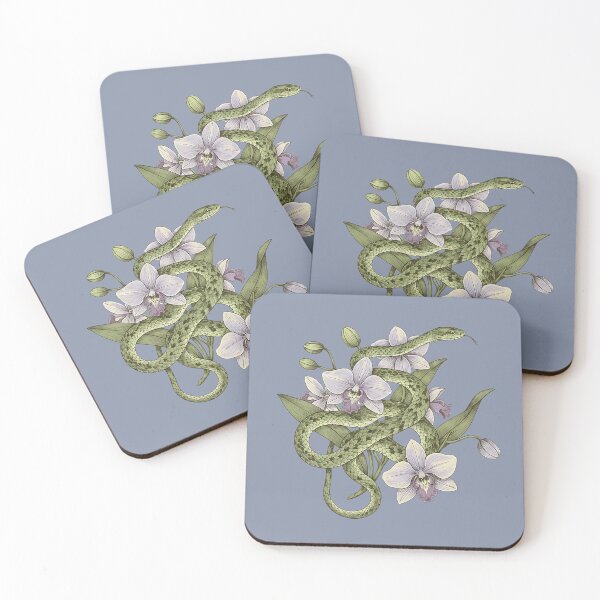 Item preview, Green Vine Snake Among Orchid Blooms designed and sold by BirdsnStuff.