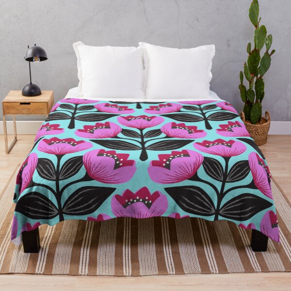 Item preview, Bright and bold tulips in pink and aqua blue designed and sold by Jennifer Ladd.