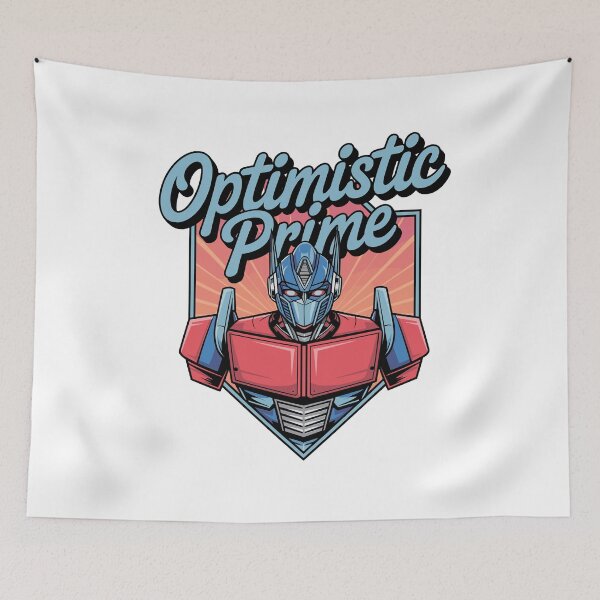 Item preview, Optimistic Prime Retro Robot Parody Graphic designed and sold by Evaevonechi.